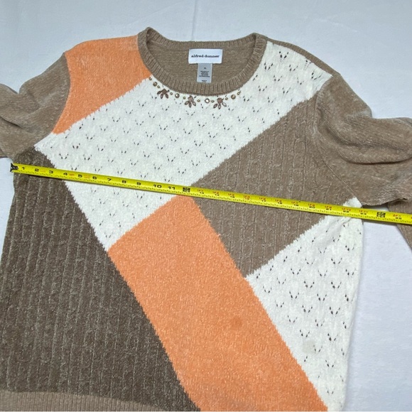 Alfred Dunner Color Block Sweater Embellished Neckline Size XL Pullover Crewneck - Picture 6 of 12